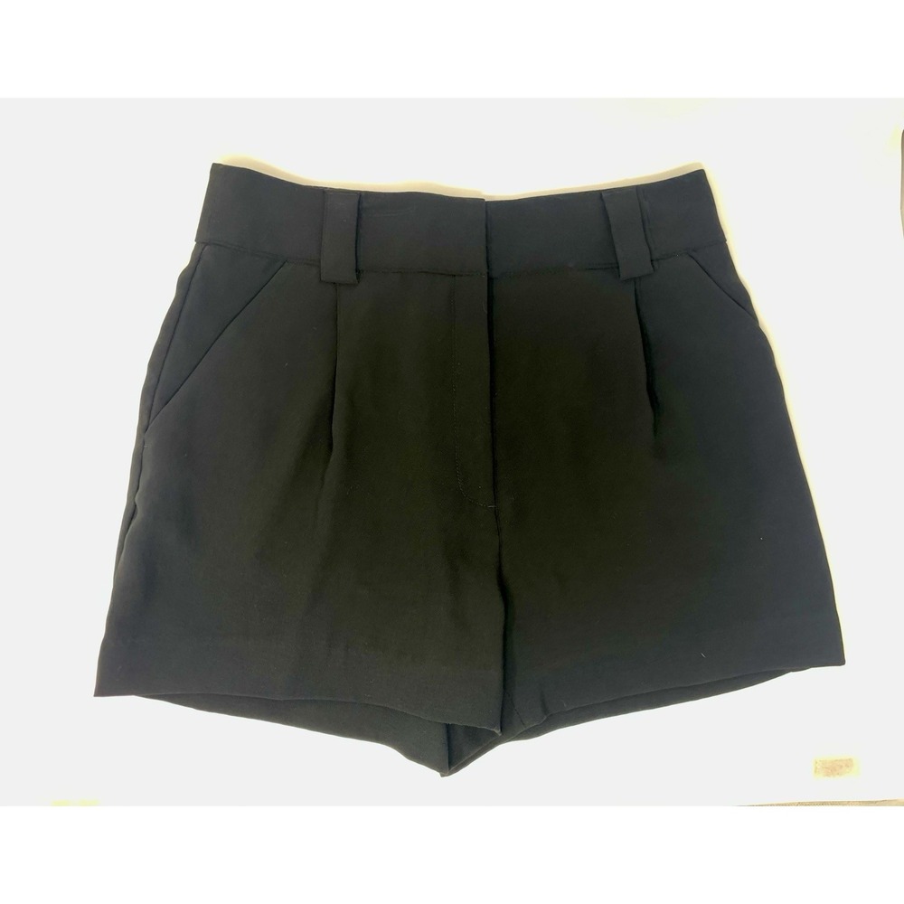 H&M Pleated High Rise‎ Black Dressy Women's Shorts w/ Pockets Size 10